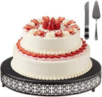 Wenqik Black Metal Cake Stand 18 Inch with Cutting & Spatula by Wenqik