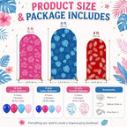 Cinrobiye 50PCS Tropical Summer Arch Backdrop Cover Set for 4FT 5FT 6FT Round Stands, Spandex Hawaii Party Backgrounds with Balloon, Beach Birthday, Pool Party, Hawaiian Luau Photo Booth Decor - Image 2