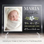 11.75"x9.75" Custom Glass Picture Frame for 5x7 Photo, Personalized Baby Picture Frames, Nursery Decor for Gender Reveal and Baby Announcement Ideas, Adoption Gifts for New Parents (Design 2) - Image 2