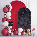 SaitiMade Set of 2 Red and Black Sequin Arch Backdrop Cover (7.2 & 6 FT) by SaitiMade