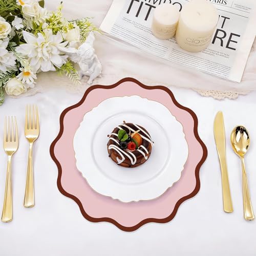 100Pcs Pink Thick Paper Placemats, Disposable Waterproof Wedding Place Mats - Image 4