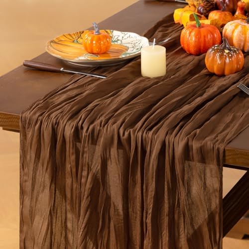 Brown Cheesecloth Table Runner Boho Gauze Fall Table Runners by Jimtx