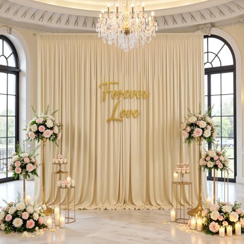 60ftx12ft Champagne Backdrop Curtain for Wedding Party 12 Panel 5×12FT Tall by LeegleriTableSkirt
