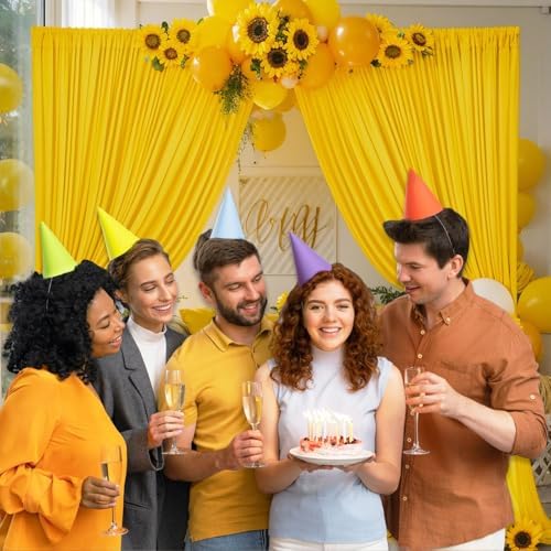 10 x 7 Feet Yellow Backdrop Curtain for Partie, Background Curtains for Photoshoot, Birthday, Wedding, Halloween, Thanksgiving, Christmas Day, New Year Party Decorations 5Ft x 7Ft, 2 Panels - Image 5