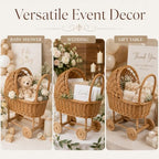Large Wicker Baby Carriage Basket for Baby Shower Decor - 21.9-Inch - Image 7
