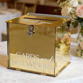 Acrylic Gold Card Box with Lock & Slot, Metallic Golden Classy Wedding Card Boxes for Reception, Luxury Money Gift Cards Box for Party Engagement Bridal Shower Luxury Wedding Table Decor by SOFARKKTPARTYCARDBOX