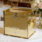 Acrylic Gold Card Box with Lock & Slot, Metallic Golden Classy Wedding Card Boxes for Reception, Luxury Money Gift Cards Box for Party Engagement Bridal Shower Luxury Wedding Table Decor by SOFARKKTPARTYCARDBOX