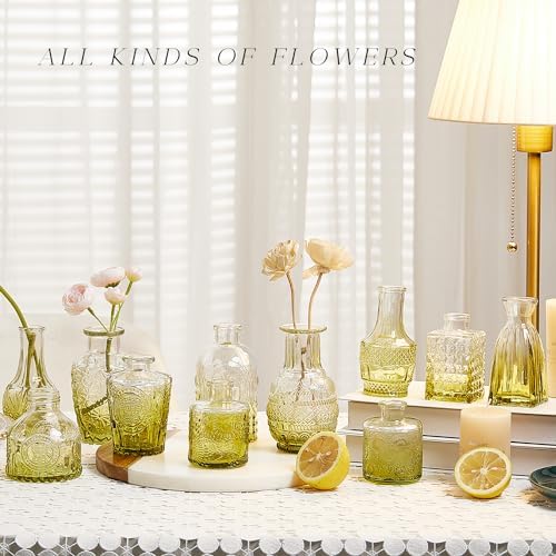 Glass Bud Vase Set of 30, Small Flower Vases, Glass Vases for Centerpieces, Vintage Home Table Decorations Bud Vases (30 Pcs, Green) - Image 4