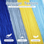 Moukeren 4 Pack Blue Yellow Cheesecloth Table Runner Capri Lemon Decor - Image 5