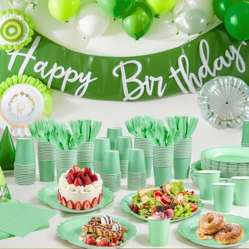 LIYH 350Pcs Sage Green Party Supplies, Mint Green Paper Plates And Napkins - Image 2