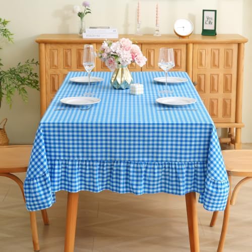 Dark Blue White Gingham Table Cloth Rectangular 70"x52" by KMASANIJI