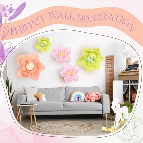 Cholemy 24 Pcs Tissue Paper Flowers, Crepe Paper Flowers Decorations 8" 10" 12" for Wedding Party Baby Bridal Shower Carnival Party Birthday Nursery Wall Decor (Multi Colors) - Image 6