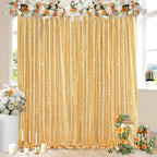QueenDream Gold Sequin Backdrop Curtain Party Decorations: 10ft x 10ft - Image 3