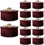 12 Pack 132inch Burgundy Round Tablecloth, Circle Stretch Table Cloths for 6 FT Tables, Wrinkle Free Round Table Skirt for Wedding Birthday Photography Party Social Events Engagement Party Decoration by Creativepartyuniquedecorat