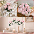 100 PCS Blush Roses Artificial Flowers, Fake Roses with Stem Realistic Silk Rose for DIY Wedding Bouquets Table Centerpieces Arrangements Baby Shower Birthday Home Decor Valentines Day Gift for Her - Image 3