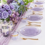 DaYammi 175PCS Clear Purple Plastic Dinnerware Set for 25 Guests - Image 3