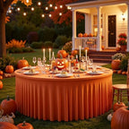 GALLETY 4 Pack Orange Spandex Round Tablecloth 60 Inch for 5 FT Circle Tables, Reusable Fitted Stretch Round Table Cloths for Fall Thanksgiving, Halloween, Birthday, Wedding and Autumn Party - Image 7
