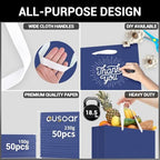 EUSOAR Blue Gift Bags - Bulk 50 Pack, 16x6x12 inches Heavy Duty Paper Shopping Bags with Handles for Business, Craft, Grocery, Boutique, Party Favor, Wedding - Image 3