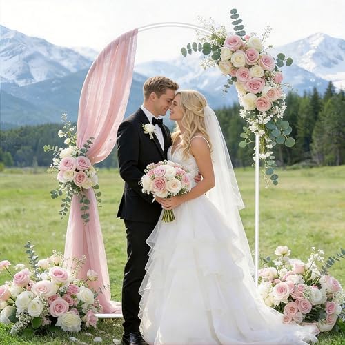 6.6FT Arch Backdrop Stand, White Metal Arch Stand for Wedding - Image 2