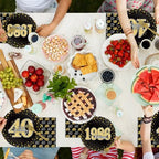 40th Theme Bithday Party Tableware Vintage 1986 Party Supplies 40 Year Old Birthday Decorations Plates Napkins Forks Black and Gold Dinnerware Favors for Men or Women - Image 6