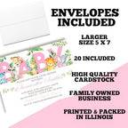 Custom Baby Shower Invites Pink Watercolor Jungle Invitations 20 5x7 Custom Personalized Watercolor Safari Jungle Invitations With Envelopes - Unique Girl Watercolor Safari Jungle Baby Shower Cards - Image 6