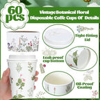 Vesici 60pcs 14oz Wildflower Botanical Coffee Cups with Lids and Sleeves Cute Toilet Floral Herb Disposable Coffee Cups Cocoa to Go Paper Cup for Summer Birthday Wedding Bridal Shower Party Supplies - Image 3