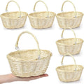 Barydat 6 Pcs Small Wicker Basket with Handle, Beige, 9" X 7" X 4" by home