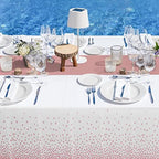 MASHAN 24 Pack White and Rose Gold Tablecloth Set - Rectangular PEVA Tablecloths and Satin Table Runners for Wedding, Baby Shower, Anniversary, Christmas, New Year Party - Image 5