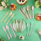 Kochorie 300 Pieces Sage Green and Pink Plastic Silverware, Disposable Plastic Utensils, Heavy Duty Cutlery Set Heavyweight Flatware Includes Spoons Forks Knives for Birthday Wedding Party Supplies - Image 4