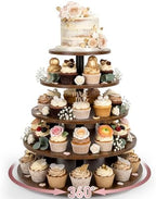 Funnymoom 5 Tier Large Round Cupcake Stand for 100 Cupcake Rustic Cupcakes Tower 360° Rotatable Wooden Cupcakes Holder Table Display Dessert Stand for Birthday Graduation Baby Shower Wedding 20.9'' by Funnymoom