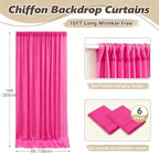 30ft x 10ft Hot Pink Backdrop Curtains, Wrinkle-Free Sheer Chiffon Fabric Photo Backdrop Drapes for Wedding Arch Party Ceremony Stage Photography Decorations - Image 5