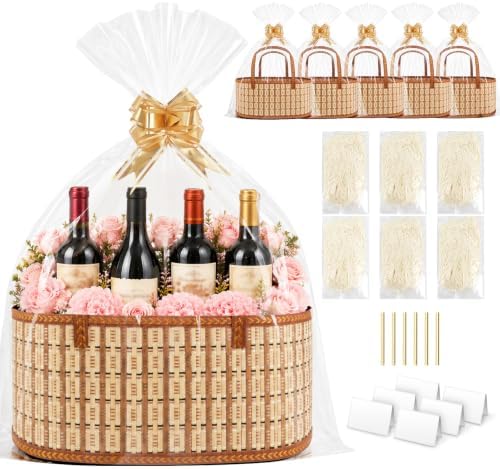 6 Set Baskets for Gifts Empty,Foldable Woven Basket for Gifts with Handles by Unknown