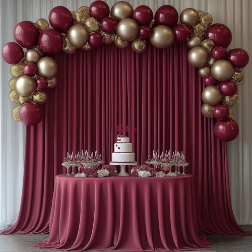 30x10FT Burgundy Backdrop Curtains for Wedding Parties, Wrinkle Free Photo Backdrop Curtains for Wedding Birthday Party Baby Shower, Fabric Drape with Rod Pockets 5ft x 10ft, 6 Panels - Image 2