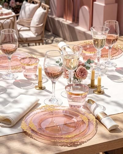 Hioasis 350 Pcs Burgundy Gold Plates for Party - Image 4