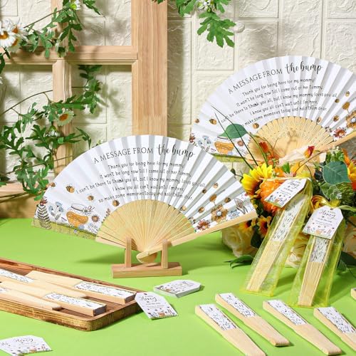 Threehoney 25 Pack Bee Baby Shower Favors with Paper Fans, Tags and Bags - Image 4