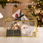 Glass Card Box with Slot, 12.6" x 5.9" x 9" Large Gold Clear Card Boxes for Wedding Receptions, Christmas Decor, Baby Shower, Birthday Party, Bridal Shower - Slot Length 7.1 Inches - Image 2