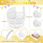 Threehoney 24 Pcs Baby Shower Mini Carriage Decoration White Goose Color Metal Wired Fillable Candy Stroller Baby Shower Table Centerpiece for Guest Gender Reveal Wedding Party Favor Gift - Image 2