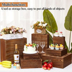 Barydat 8 Pcs Large 13.7" Wood Risers Display, Black Brown - Image 2