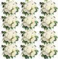 12 Bundles White Artificial Peonies Silk Flowers Bulk by Nagobi