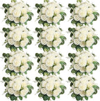12 Bundles White Artificial Peonies Silk Flowers Bulk by Nagobi