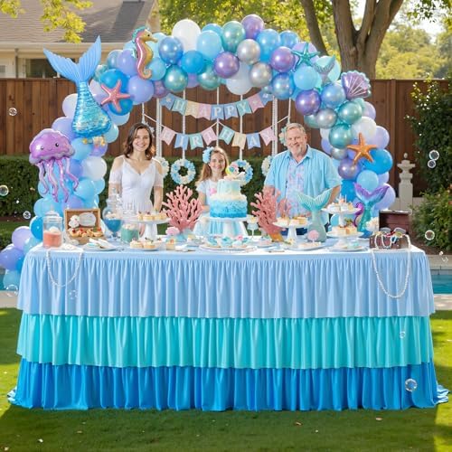 Suppromo Blue Tablecloths for 6 Foot Rectangle Tables Pastel Gradient Blue - Image 4