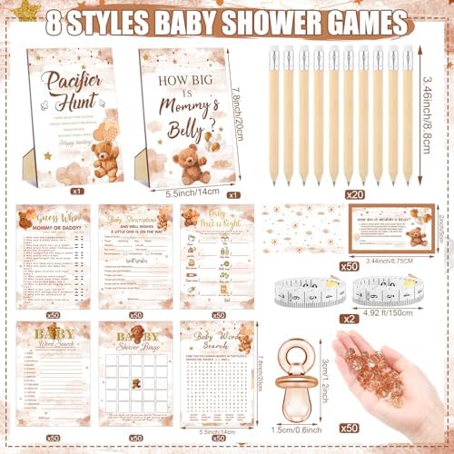 Sherr 424 Pcs Baby Shower Pacifier Hunt Games Bear - Image 3