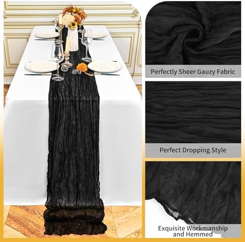24 Pack Black 10Ft Cheesecloth Table Runner - Image 3