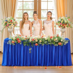 Wish Care Royal Blue Polyester Table Clothes for 8 Foot Rectangle Tables, Wrinkle Free Fitted Table Cover with Pleated Ruffle Table Skirt for Birthday Party Wedding Trade Show Event Display - Image 6