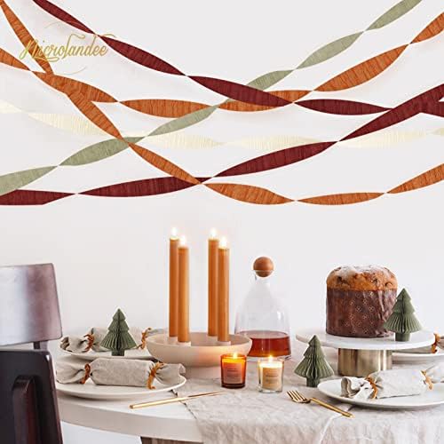 NICROLANDEE Fall Wedding Decorations Set - Tissue Pom Poms, Dots Paper Garland, Maple Leaves Hanging Paper Lanterns, Crepe Paper Streamers for Autumn Harvest Party - Image 4