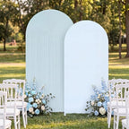 2 Set Wedding Arch Cover Blue Ripple & Solid Color Stretchy Backdrop Cover by Tegeme