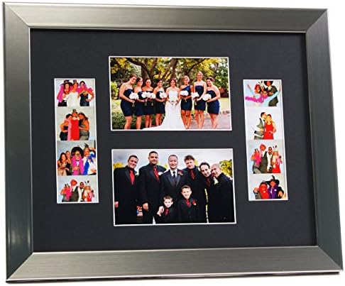 Creative Picture Frames 2-46-11X14Ss-B Stainless Steel Event Photo Booth Frame Holds 2-4 By 6 And 2-2 By 6-Inch Photographs With Black Collage Mat And Stand by CreativePictureFrames