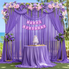 20ft x 10ft Purple Backdrop Curtains, Wrinkle-Free Sheer Chiffon Fabric Photo Backdrop Drapes for Wedding Arch Party Ceremony Stage Photography Decorations - Image 3