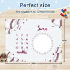 Personalized Baby Milestone Blanket for Boys Girls Baby Month Blanket- First Year Calendar Monthly Growth Chart - Sport Theme Halloween Birthday Gifts for Infant Todder(FixedSize) - Image 3