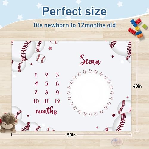 Personalized Baby Milestone Blanket for Boys Girls Baby Month Blanket- First Year Calendar Monthly Growth Chart - Sport Theme Halloween Birthday Gifts for Infant Todder(FixedSize) - Image 3